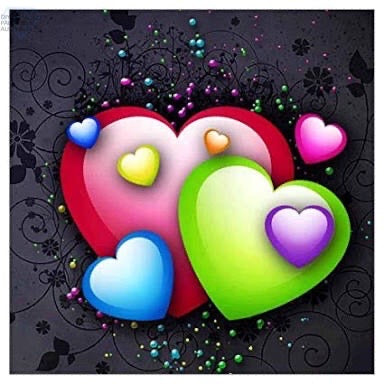 Diamond Painting Kit Full Drill Round Colourful Hearts