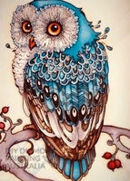 Diamond Painting Kit Full Drill Square Blue Forest Owl