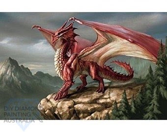 Diamond Painting Kit Full Drill Round Dragon On Cliff